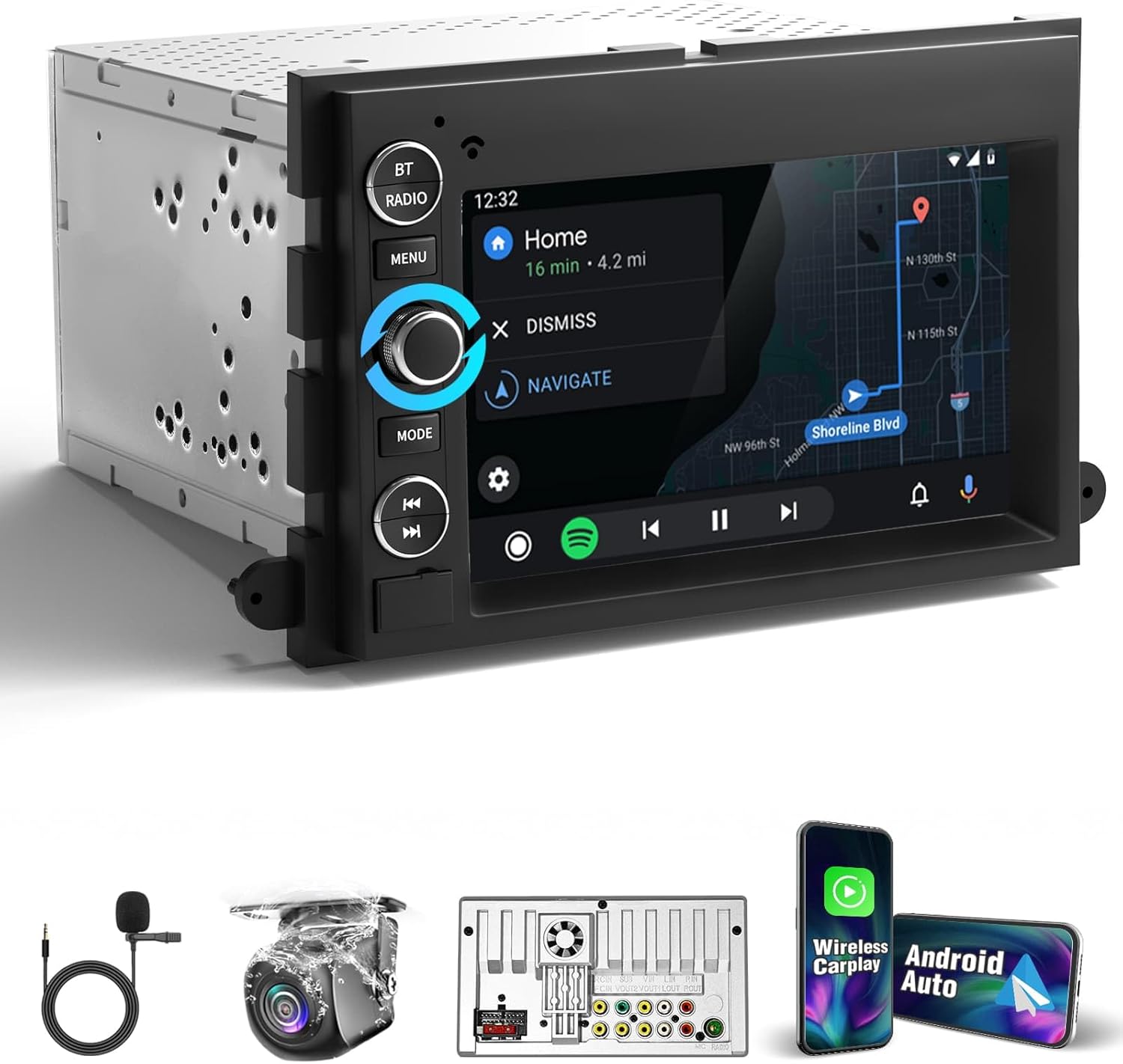 【SOOEMAKA】 Car Stereo for Ford F150/F250/F350 Radio Upgrade 2004-2016, 7 inch Touch Screen Car Stereo with Wireless & Wired CarPlay Andriod Auto, Bluetooth 5.1, SWC, HD Backup Camera (Knob-Style)