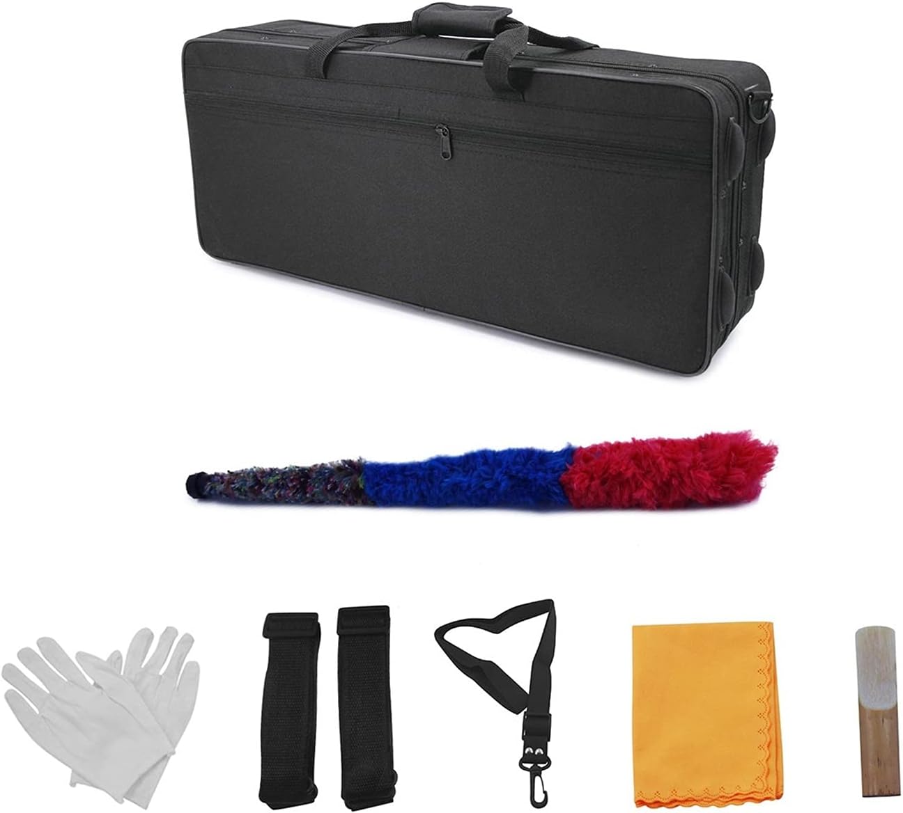 Bb Soprano Saxophone Brass Lacquered Gold Woodwind Instrument with Carrying Case Reed Cleaning Brush Cloth Student Saxophone