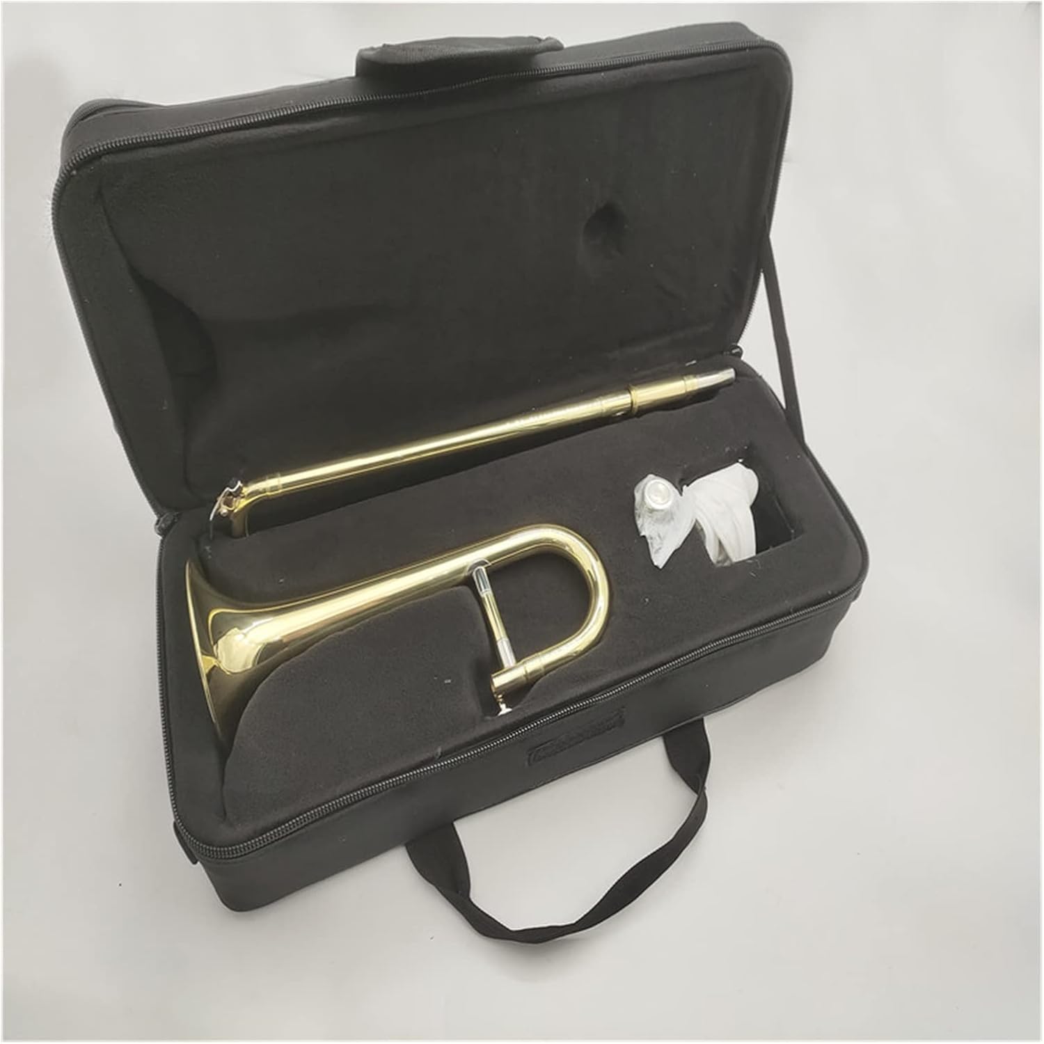 FLFL Student Trombone B Flat Trombone Brass Plated with Case Gloves Wind Instruments
