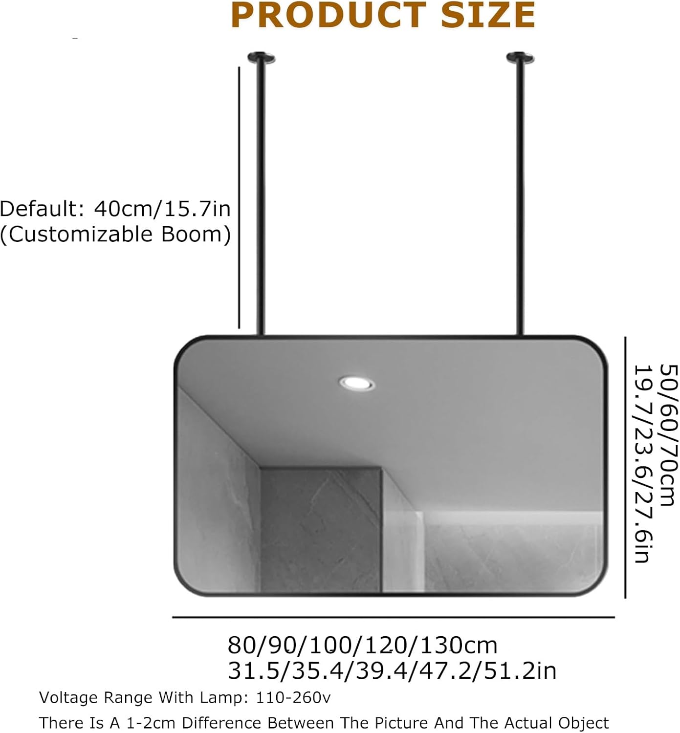 Ceiling Mounted Entryway Mirror Ceiling Mirrors For Bedroom Bathroom Mirror Pivot Corner Bathroom Vanity Wall Mount Mirror Large Ceiling Hanging Mirrors Metal Pole Ceiling Suspended Mirror Big Decor(B