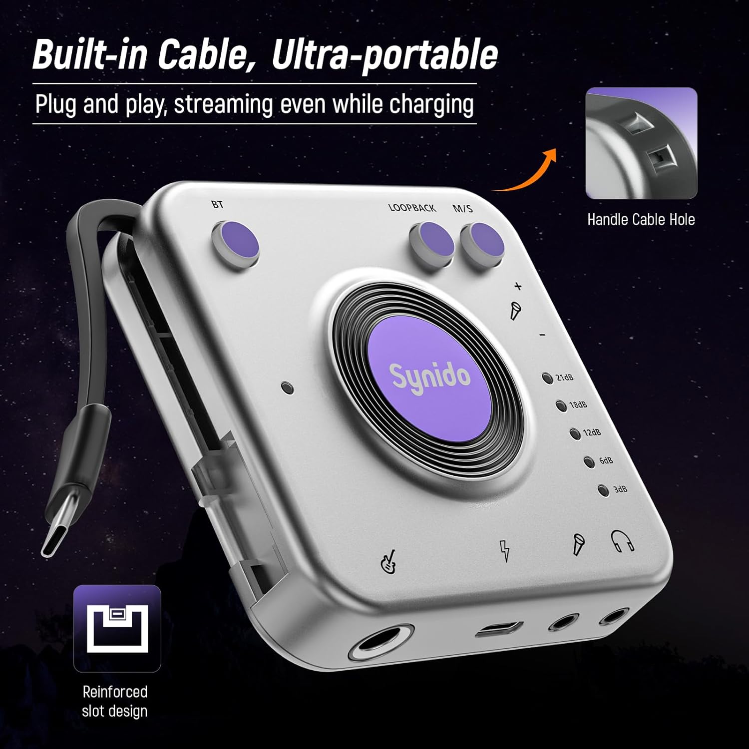 Synido TempoKEY K25 USB C MIDI Keyboard Controller Mini 25 Key with 8 Drum Pads and Synido Audio Interface for Recording Music with Instrument Gain Control