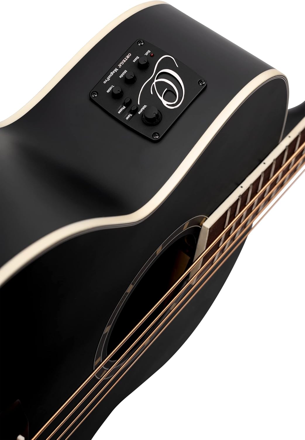 Ortega Guitars Deep Series 4 String Acoustic Bass Guitar, Right-handed, Black, (D7E-SBK-4)