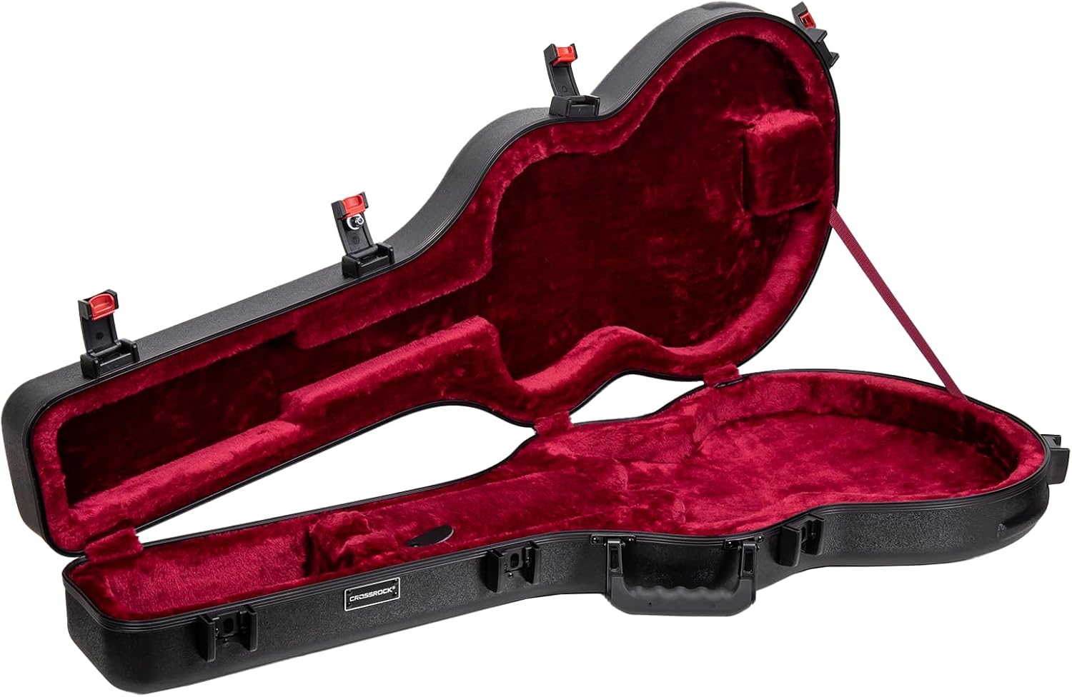 Crossrock Scratch-resistant Hardshell Case for 335 Style 6 Strings Semi-Hollow Electric Guitars, with TSA Lock, Interior Compartment -Black (CRA980SABK)