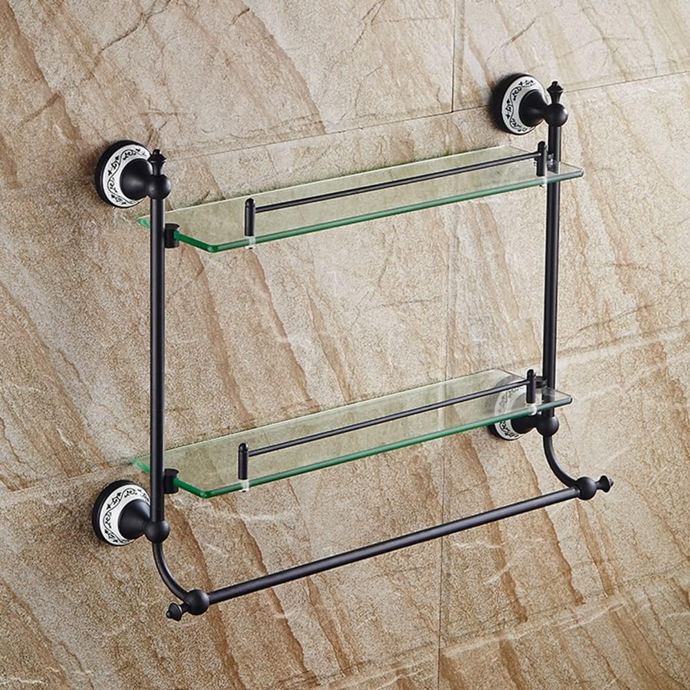 Shower Caddy 2021 New Bathroom Shelves, Corner 2-Tier Tempered Glass Shelves for Home Decorations, Bathroom Accessories Wall Mount Shelves Bathroom Organizer