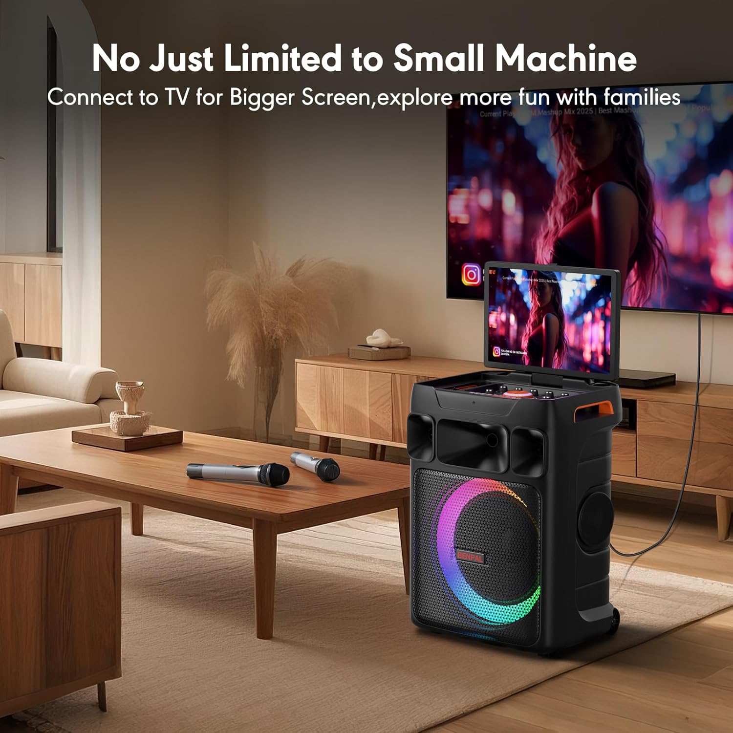 Portable Karaoke Machine with 14 Inch Touch Screen & Lyrics Display, Professional Bass Sound for Home Parties, Outdoor Events, Karaoke Nights - Perfect for Adults, Kids, Singers & Music Lovers