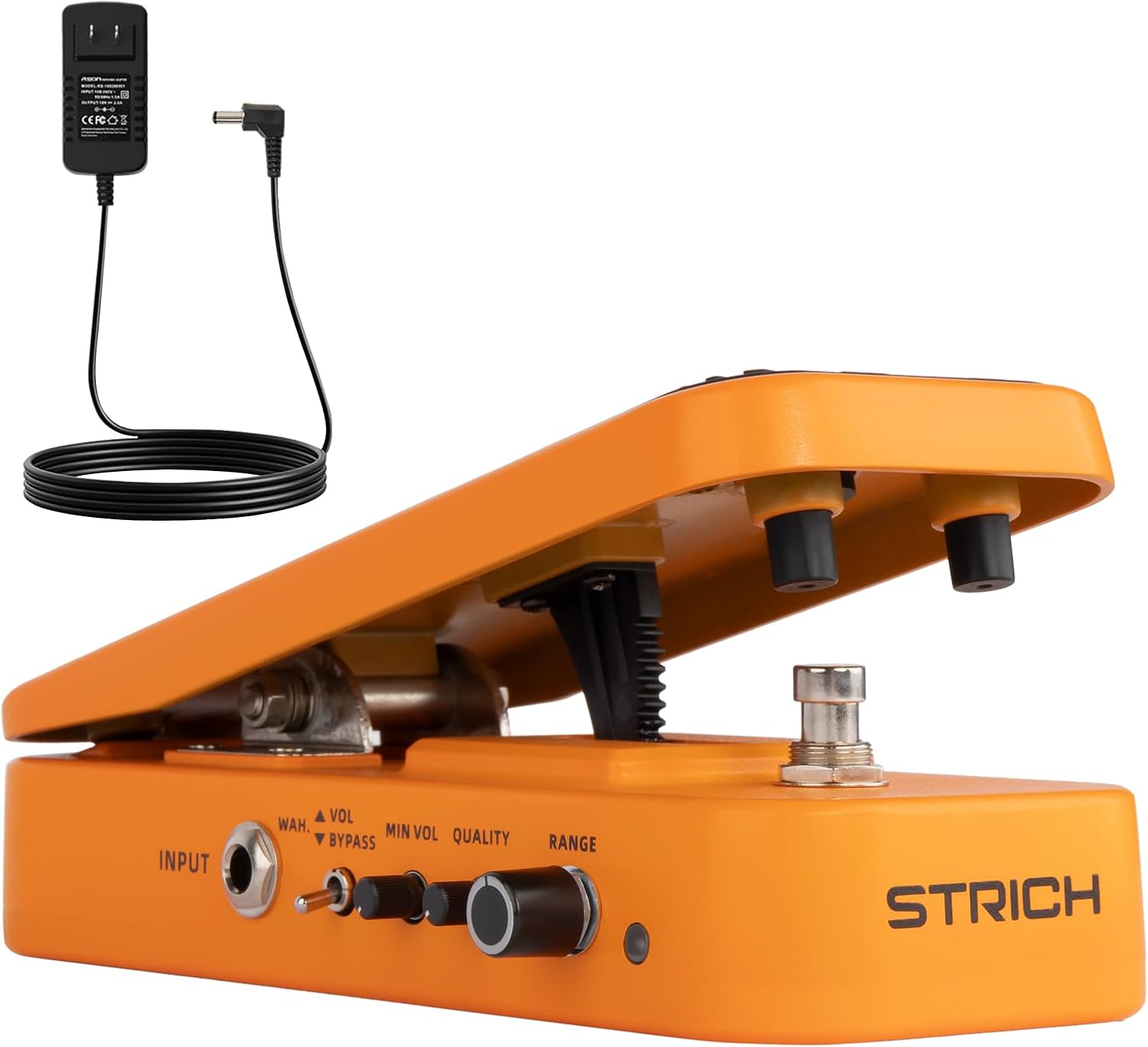 STRICH SW-2 Guitar Wah & Volume Pedal with a Power Supply, 2 in 1 Combo Effects Pedal for Electric Guitar, Vintage Wah Tone with Active Volume Control, Full-Size Lightweight Design