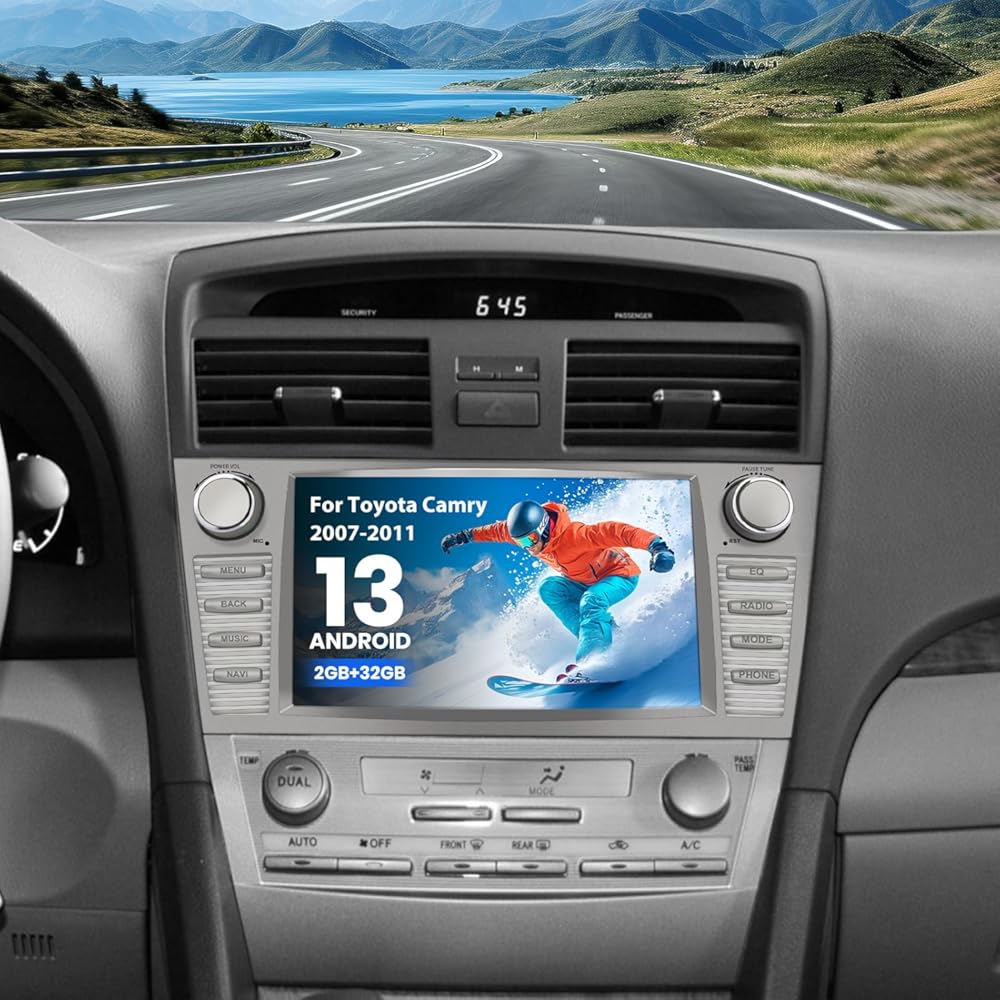 Android 13 Car Radio for Toyota Camry 2007-2011, 9 Inch Touch Screen Car Radio [2+32GB] Built-in Wireless CarPlay Android Auto DSP BT5.0 WiFi GPS SWC