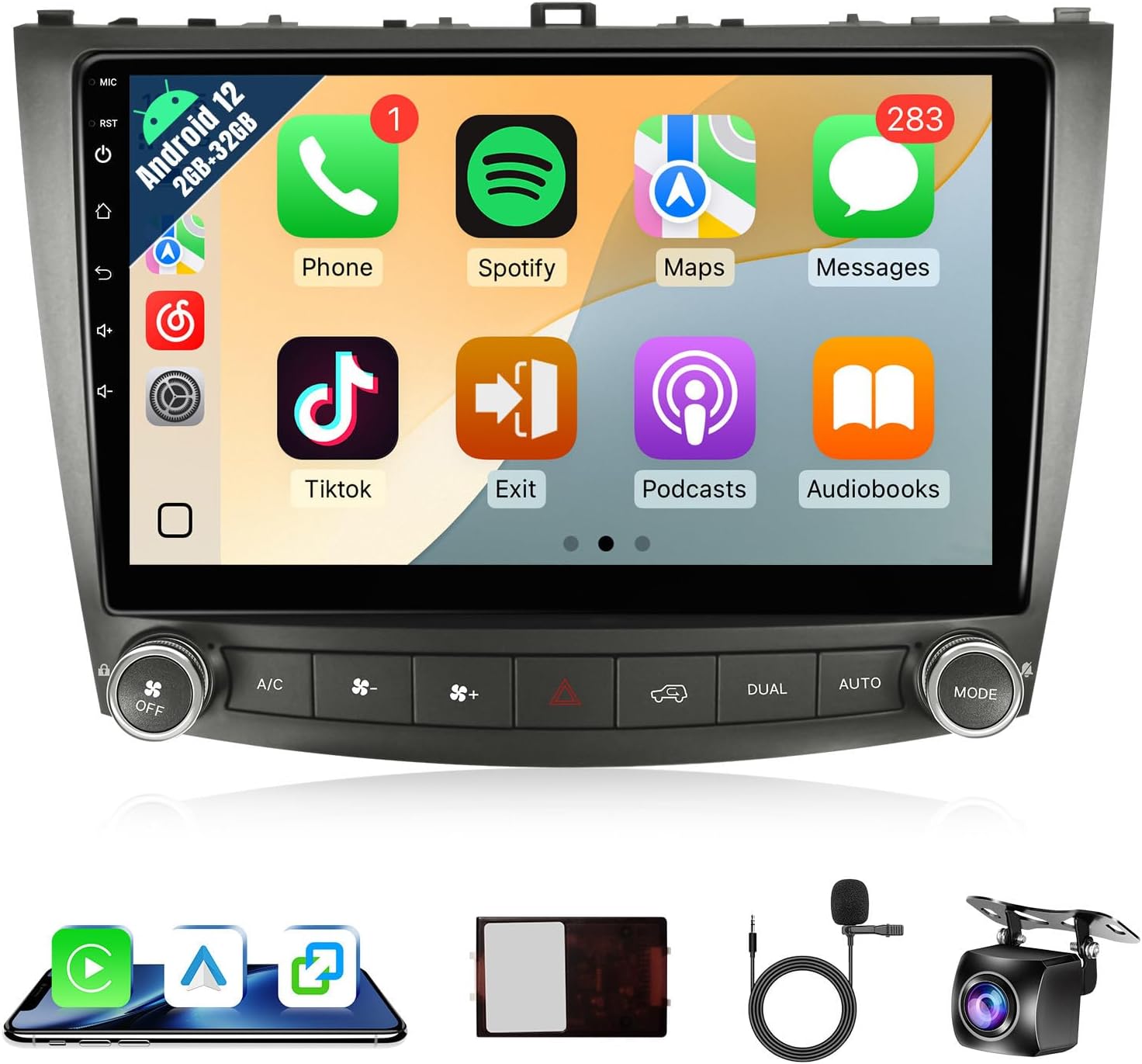 Naifay Android Car Radio for Lexus IS250 IS300 IS350 2006-2012 Screen, 2G+32G 10.1inch Car Stereo for Lexus with Carplay/Android Auto//Bluetooth/GPS/WiFi/Camera/SWC/MIC+Can Bus