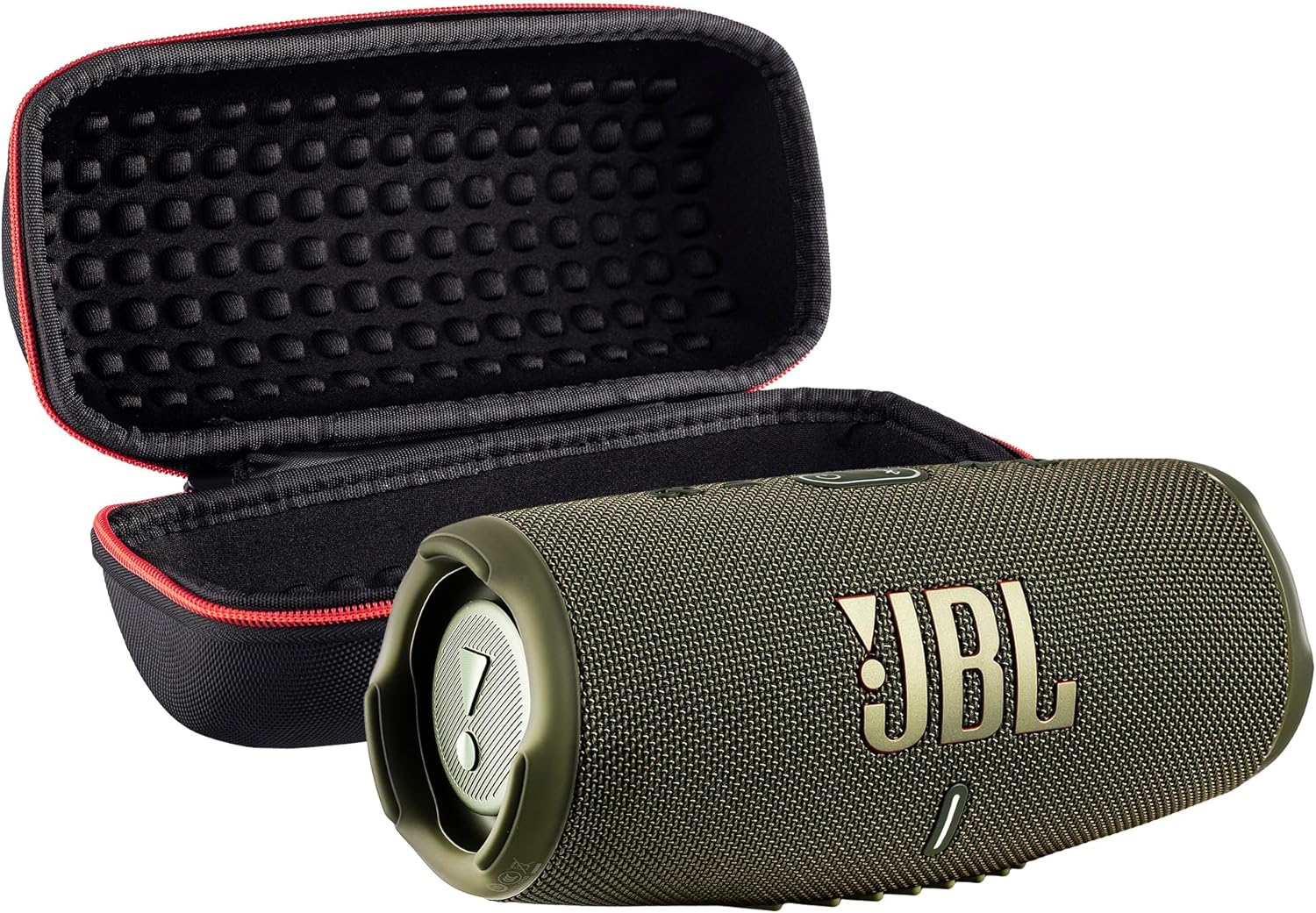JBL Charge 5 Wireless Bluetooth Speaker (Green) | Rugged IP67 Waterproof Outdoor Audio with Deep Bass & 20H Playtime | Includes Protective Travel Case for Beach, Hiking, Camping, and More