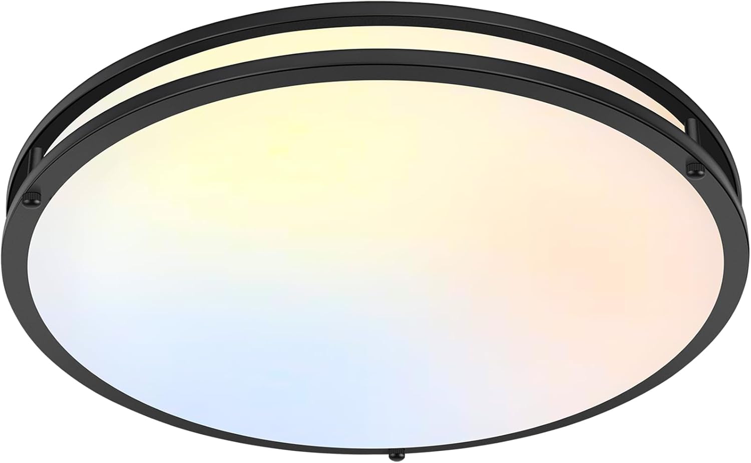 LED Flush Mount Ceiling Light Fixture, 18 Inch Dimmable 5CCT Selectable 2700K Warm White-6500K Super Bright Daylight White, 50W 6000LM Round Black Ceiling Lamps for Living Room Bedroom Kitchen, 1 Pack