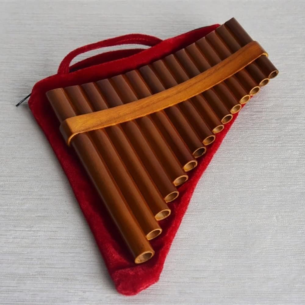 15 Pipes Brown Pan Flute with Bag, Chinese Traditional Musical Instrument Pan Pipes, Woodwind Instrument, for Beginners Learning Teaching (Size : G Key)