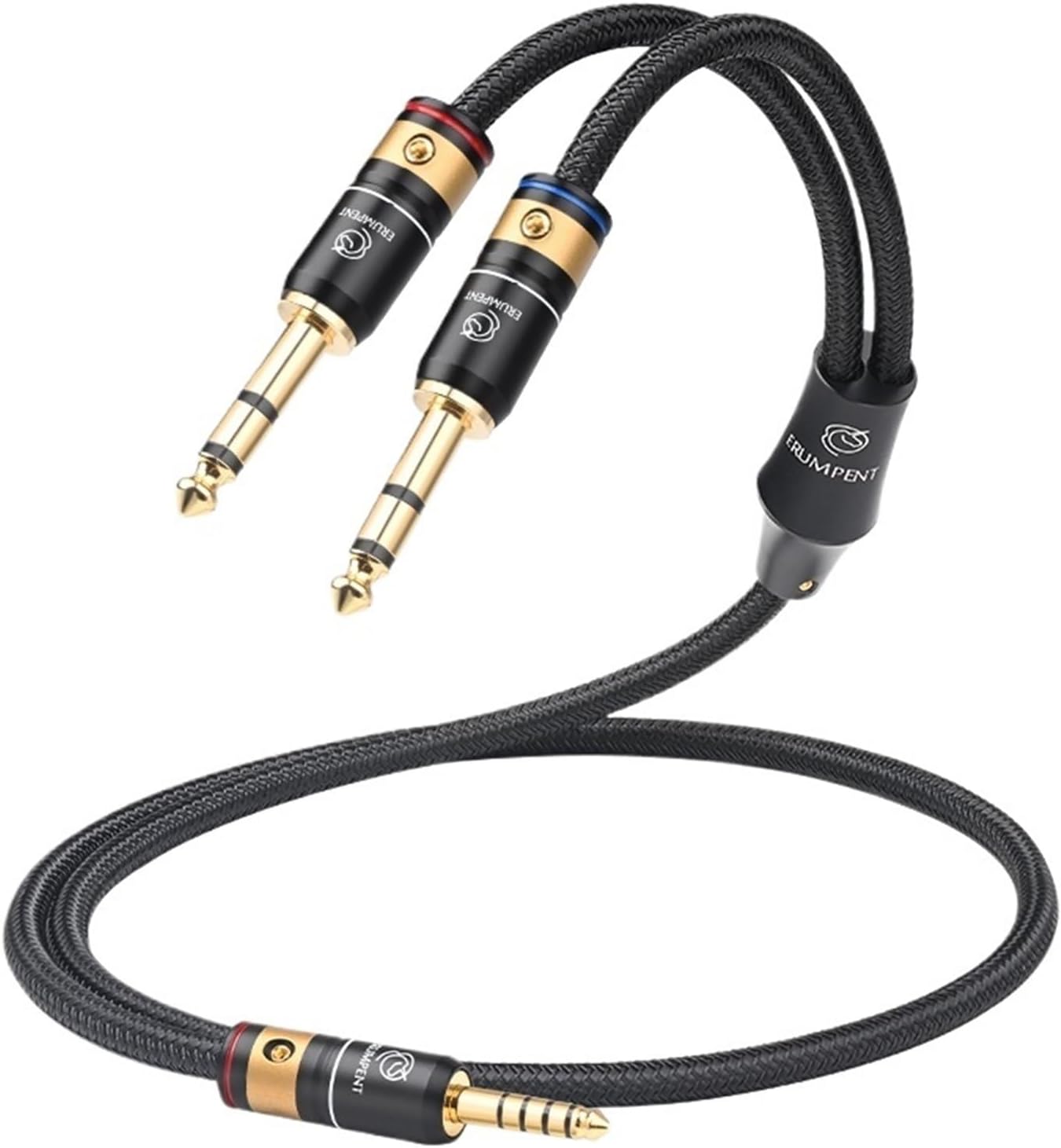 6N OCC HiFi 4.4mm to Dual 6.5mm Audio Cable Gold Plated Plug Balanced 4.4 Jack to Dual 6.5 TRS Audio Signal Amplifie Cable(1.5m)
