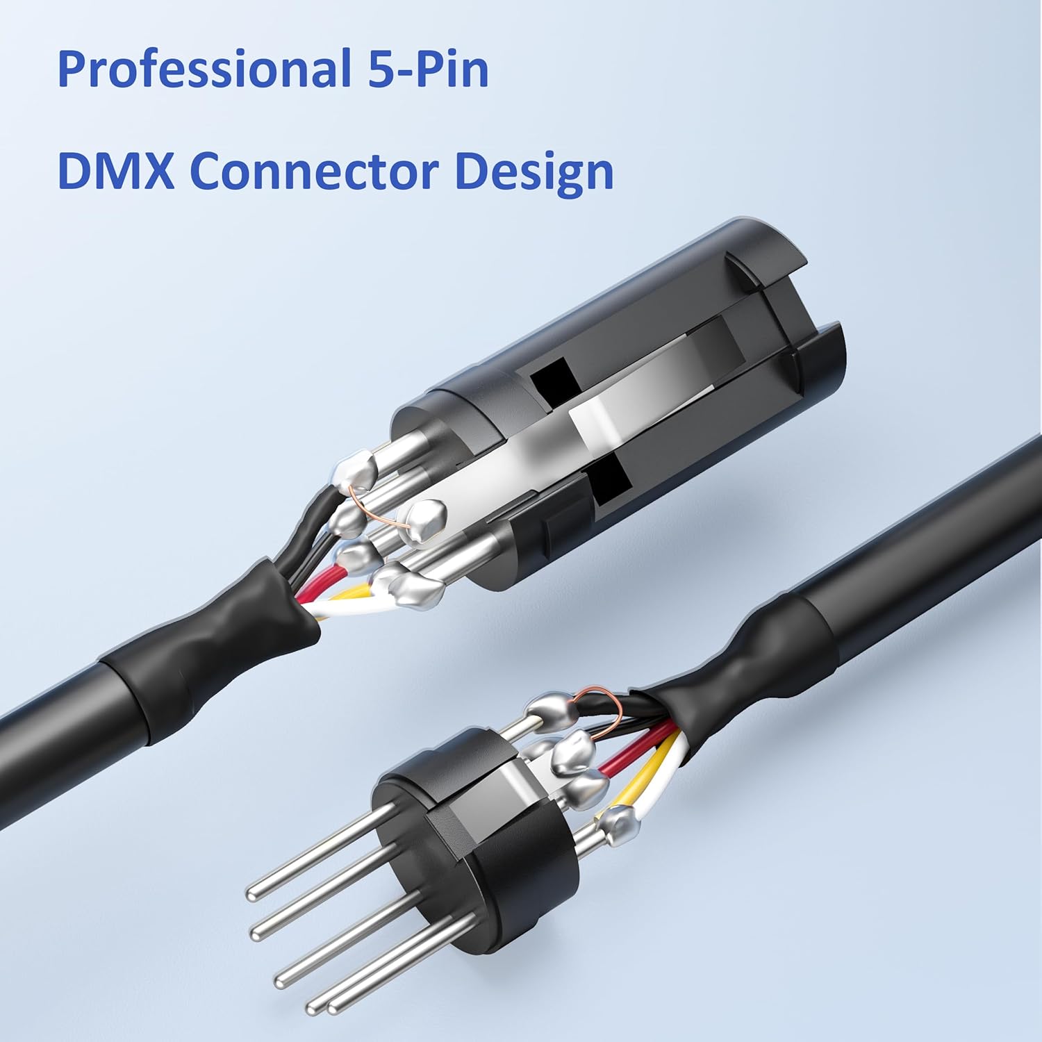 SMALL-EYE DMX Cables 25 ft 4 Pack - 5 Pin Male to Female, 4-Core Shielded DMX512 Stage Lighting Cable (25')