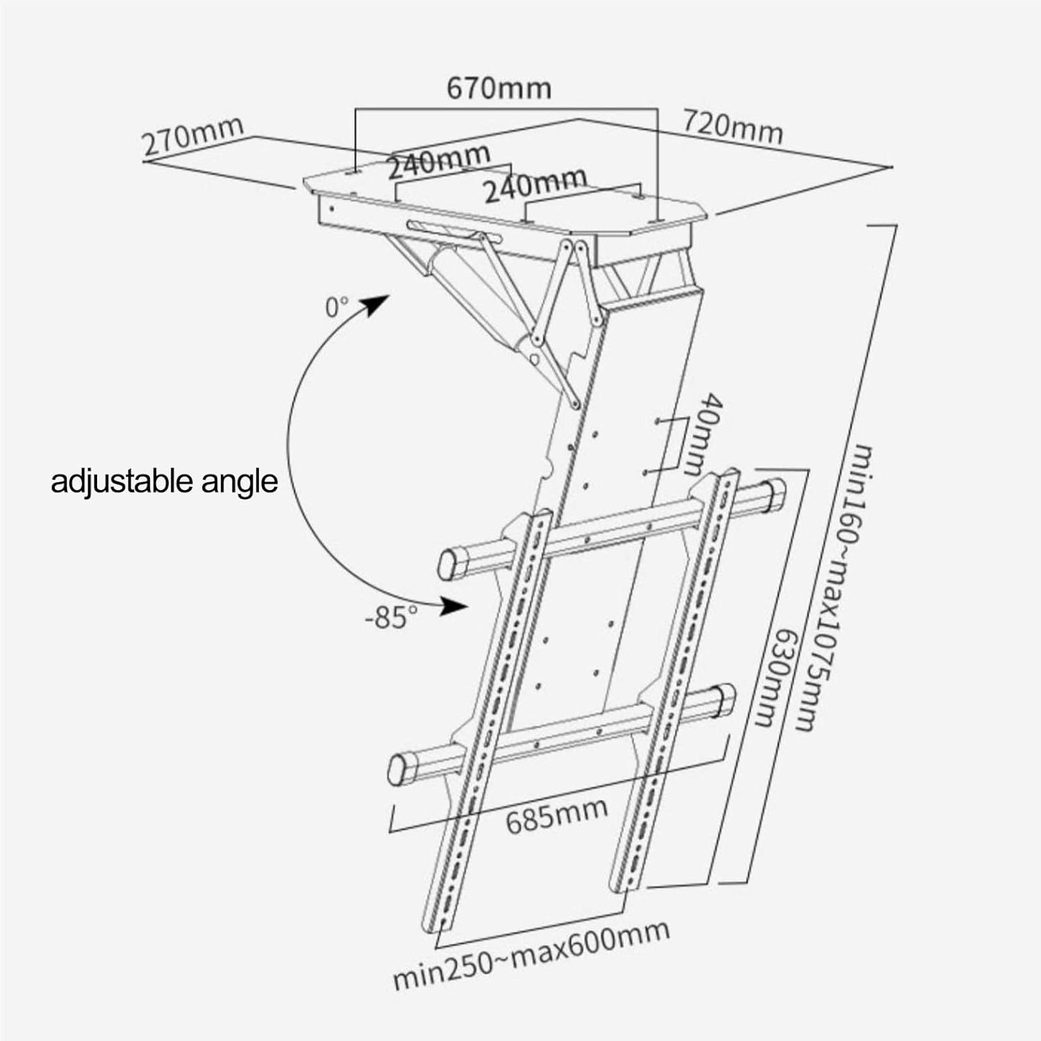 TV Wall Mount Motorized Ceiling TV Mount - Electric TV Ceiling Mount, Fits 50-90 Inch TVs, 0-85° Flip Down, Hidden Drop Down TV Lift, Motorized Flip Down TV Roof Ceiling