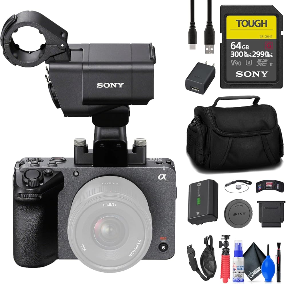 Sony FX30 Digital Cinema Camera with XLR Handle Unit (ILME-FX30) + 64GB SF-G Tough Card + Bag + Flex Tripod + Hand Strap + Memory Wallet + Cap Keeper + Cleaning Kit (Renewed)