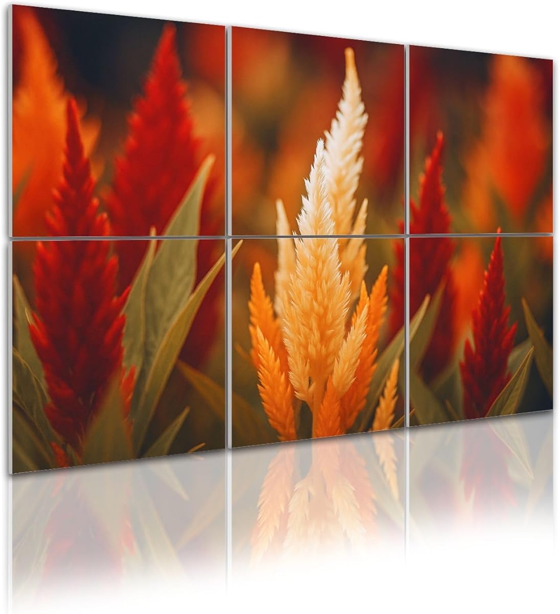 6 Pack Art Acoustic Panels Autumn seasonal exotic orange flowers growing field Sound Absorbing Panel 48