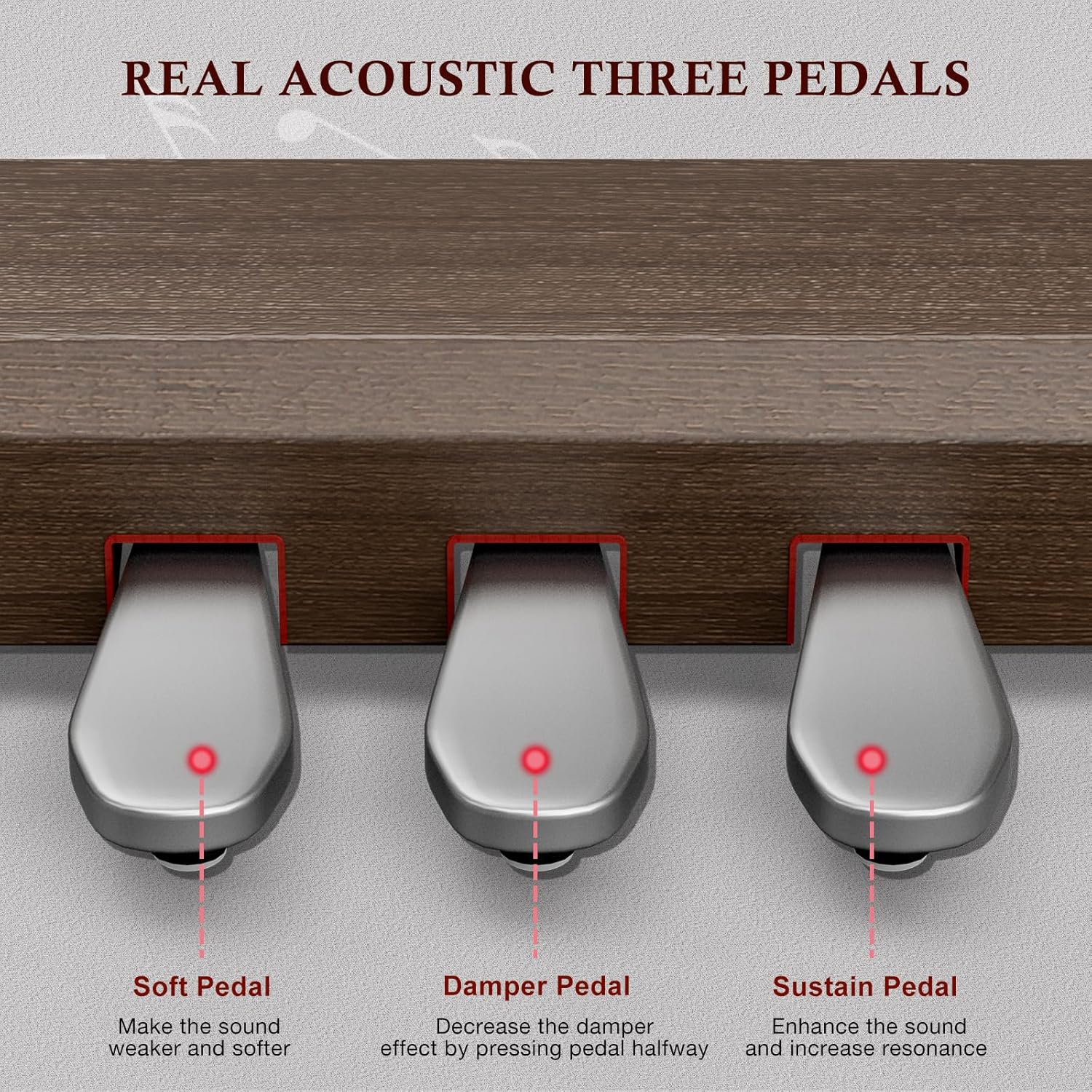 UMOMO U-710 88 Key Digital Piano Keyboard, Full Size Electric Piano with Piano Stand, Headphone Jack, 3 Pedal, Electronic Piano for Beginner, Adults, Walnut