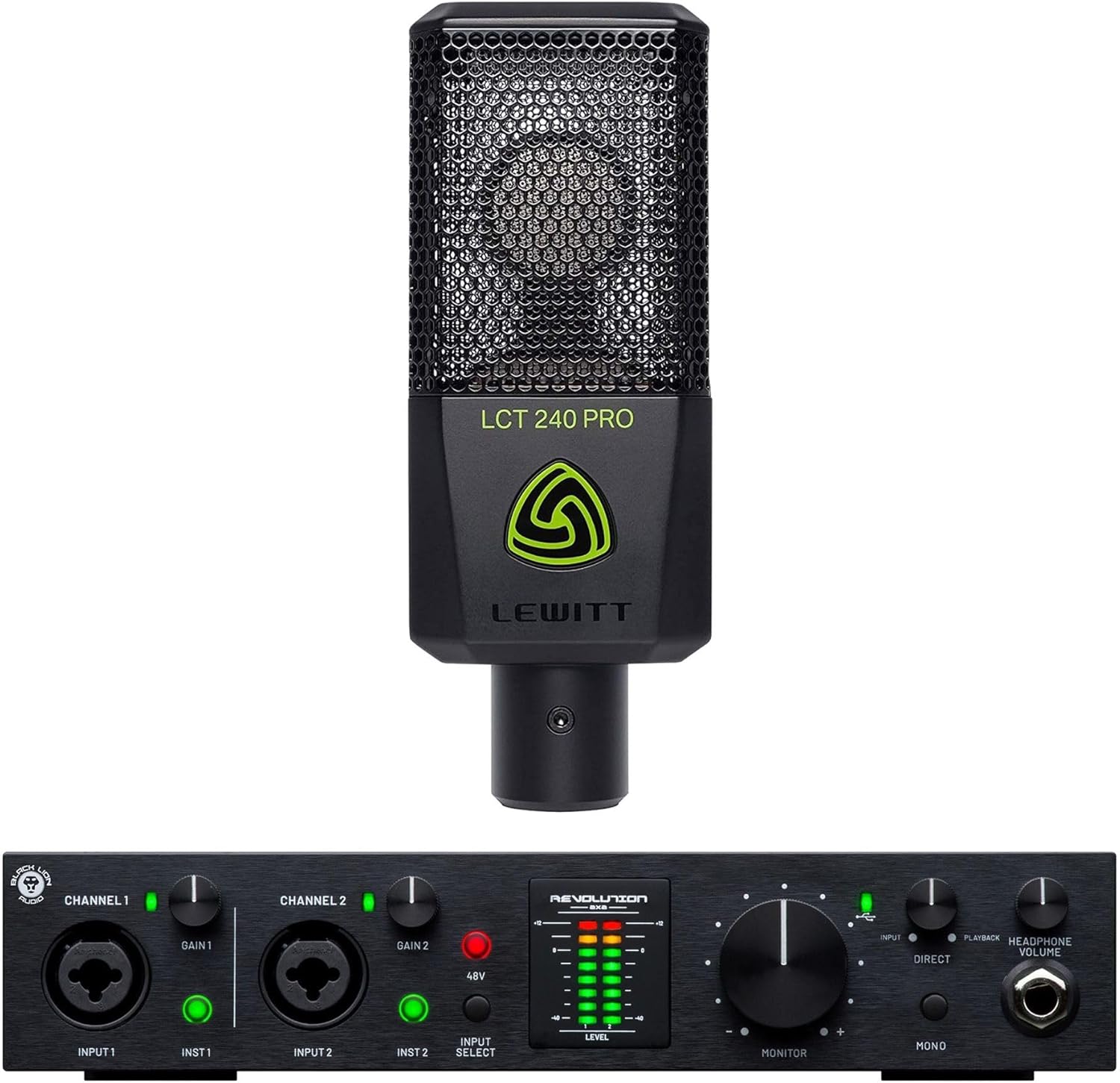 Black Lion Audio Revolution 2x2 Audio Interface with Lewitt LCT-240-PRO Mic