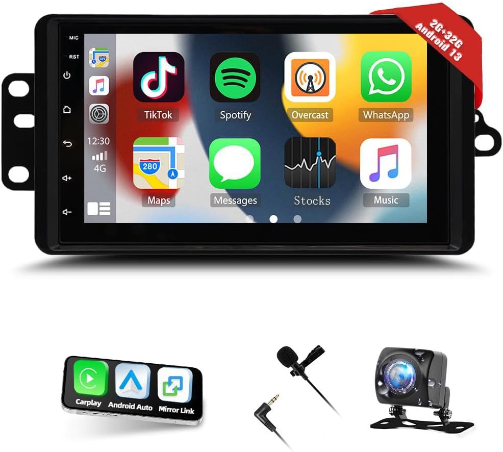 2 Din Android 13 Car Stereo Radio for Chevy 2003-2006 Tahoe Colorado Savana Silverado 1500 for GMC Canyon Yukon Sierra Hummer Blazer Wireless iOS for Carplay Android Auto 7 Touchscreen 2+32G