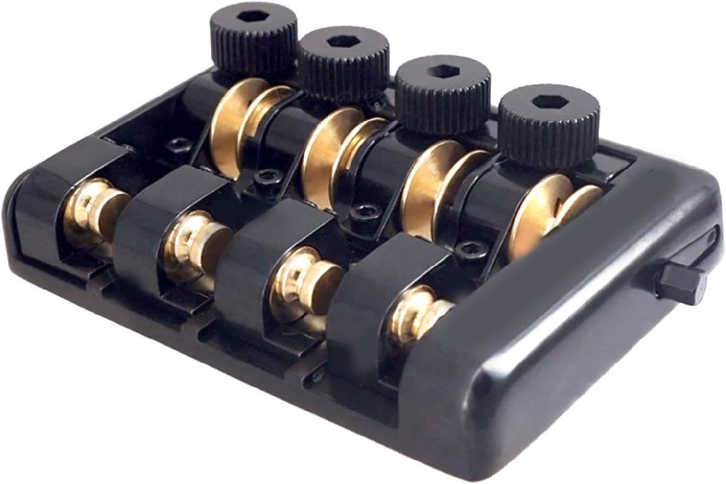 Travel Bass Bridge Professional Travel Bass 4 Strings Headless Bass Roller Saddle Guitar (Black)(Black)