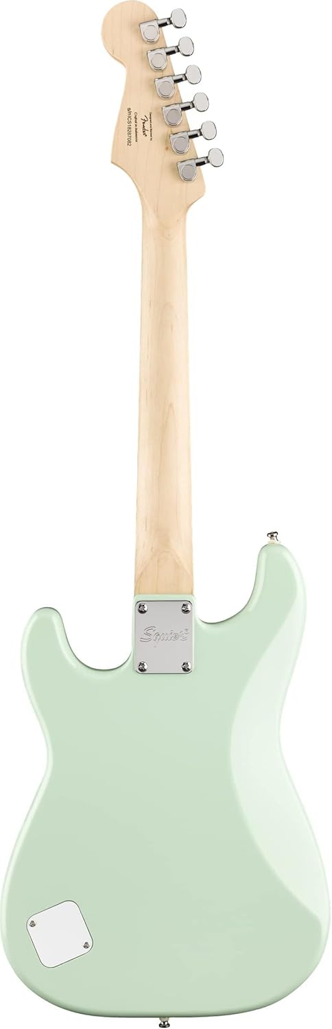 Fender Squier 3/4-Size Kids Mini Strat Electric Guitar - Surf Green Bundle with Amplifier, Cable, Tuner, Strap, Picks, Online Lessons, and Austin Bazaar Instructional DVD