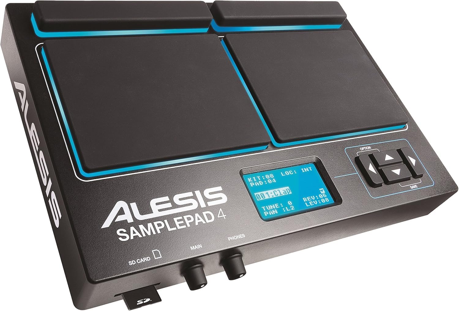 Alesis Sample Pad 4 - Compact Percussion and Sample Triggering Instrument with 4 Velocity Sensitive Pads, 25 Drum Sounds and SD/SDHC Card Slot