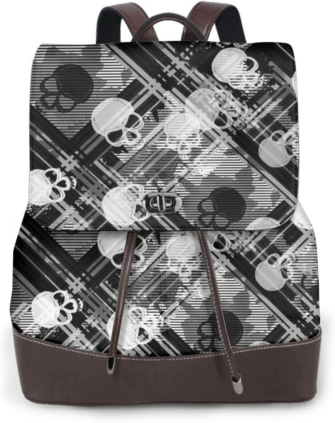 Seamless Pattern With Skulls for Womens Backpack Purse Microfiber PU Anti-theft Large Fashion Designer Travel Bag Ladies Shoulder Bags
