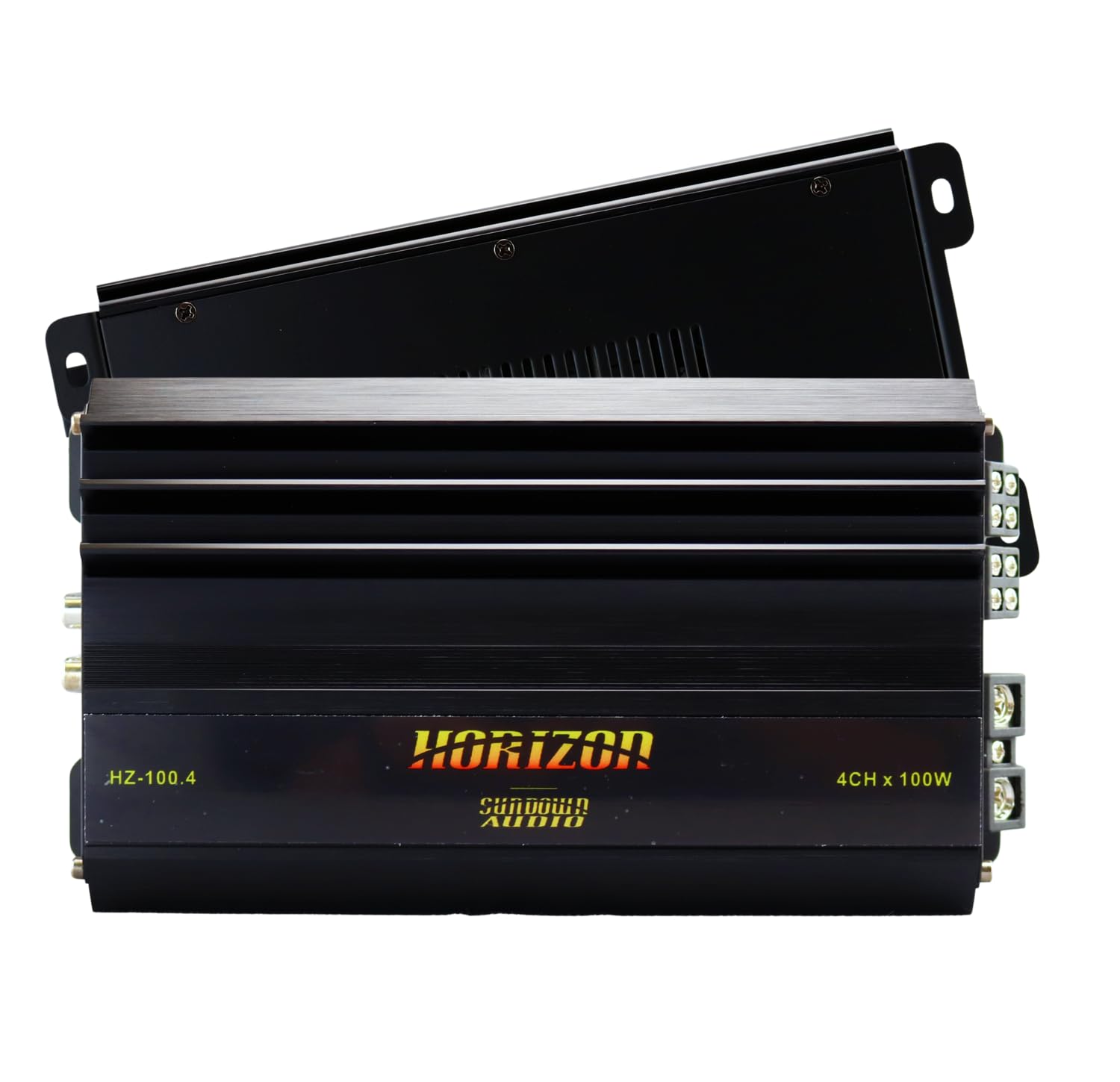 Horizon HZ-100.4 4-Channel Full-Range Amplifier - 100W RMS x4 @ 4 Ohm, Compact Class D Amp with Adjustable HPF/LPF on All Channels for Car Speakers, Component Sets, and Factory Integration