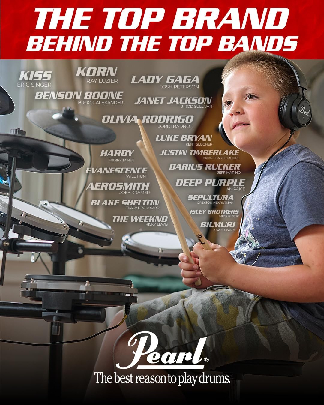 Pearl ERS1000 eRoadshow Electronic Drum Set, Complete Kit with Four Quiet Mesh Pads, Two Pedal Controllers, Cymbal Pads, Throne, Drum Rack, Headphones, and Sticks