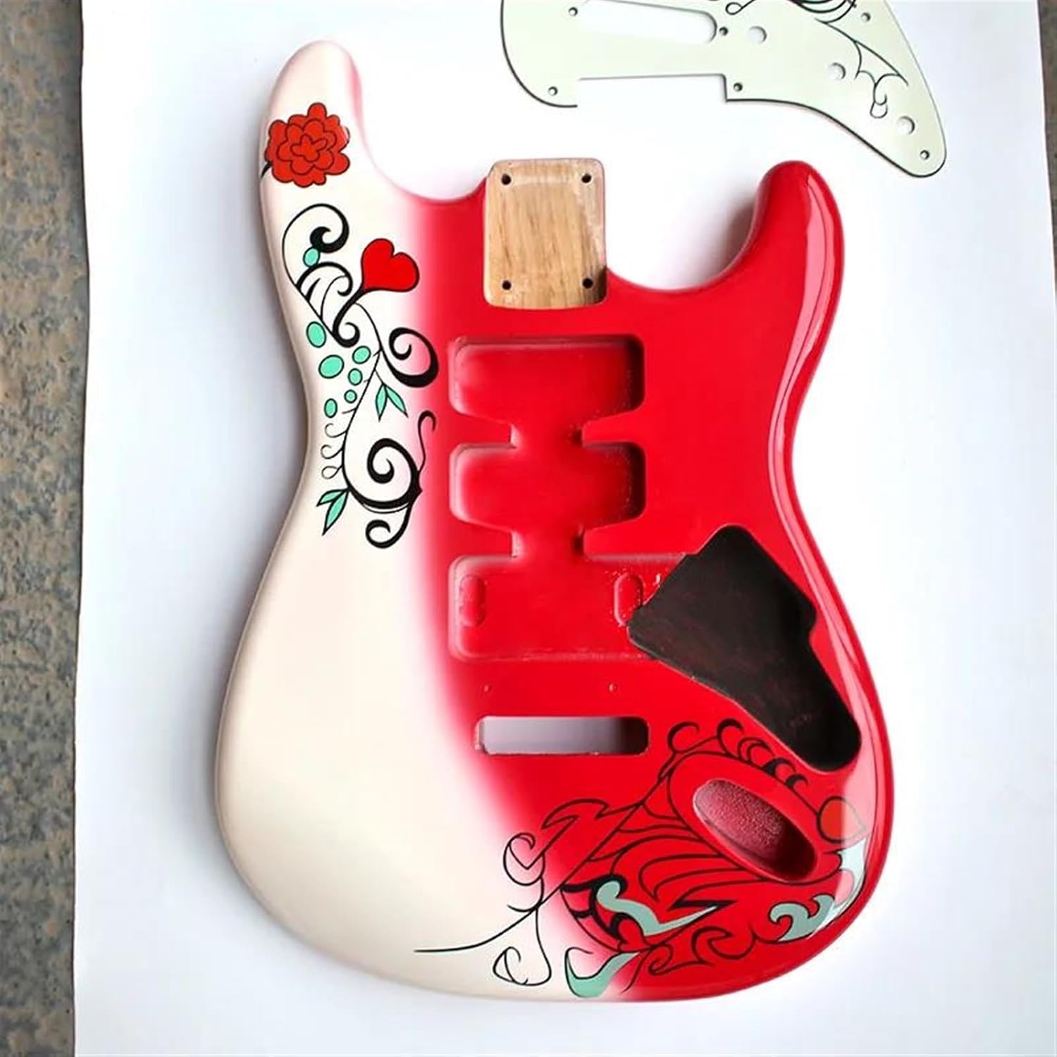 Guitar Body Guitar Replacement Parts Guitar Body Alder Wood Red Polyester Finish With SSS Pickup Hole