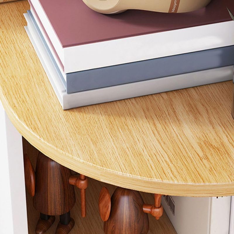 KWOKING Urban Shelf Bookcase Engineered Wood Book Shelf Study Room Bookshelf Landing Home Living Room Corner Bookcase Bedroom Narrow Slit Storage Cabinet Storage Rack Yellow White 16