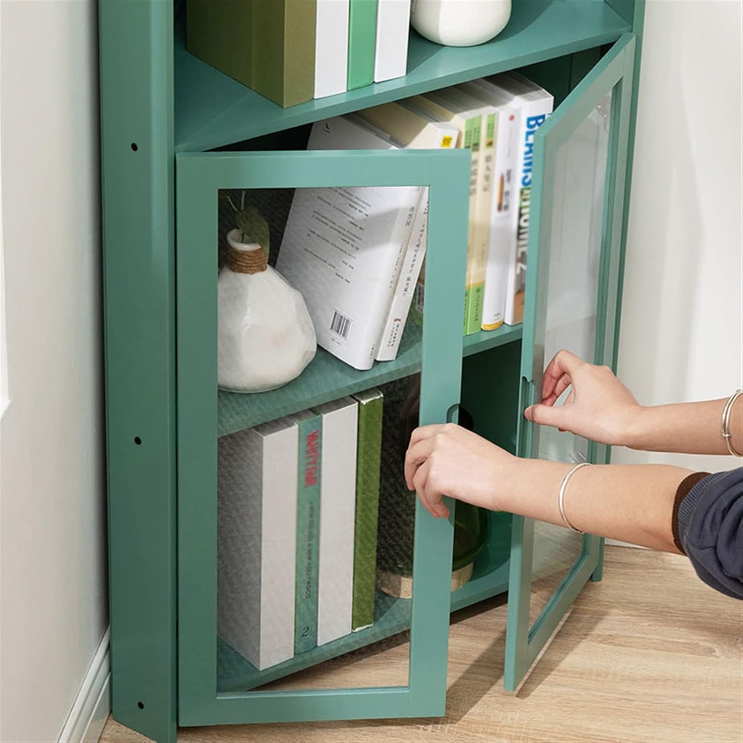 Book Shelf Corner Bookcase 3 Tier Display Cabinet Storage Rack Organizer Display Storage Unit Office Bedroom Living Room Furniture Bookshelves