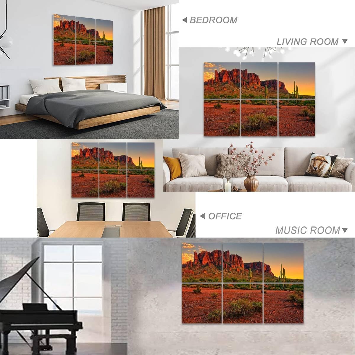 6 Pack Art Acoustic Panels American desert sunset mountain Soundproof Wall Panels Padding Decorative Sound Absorbing Panels 72
