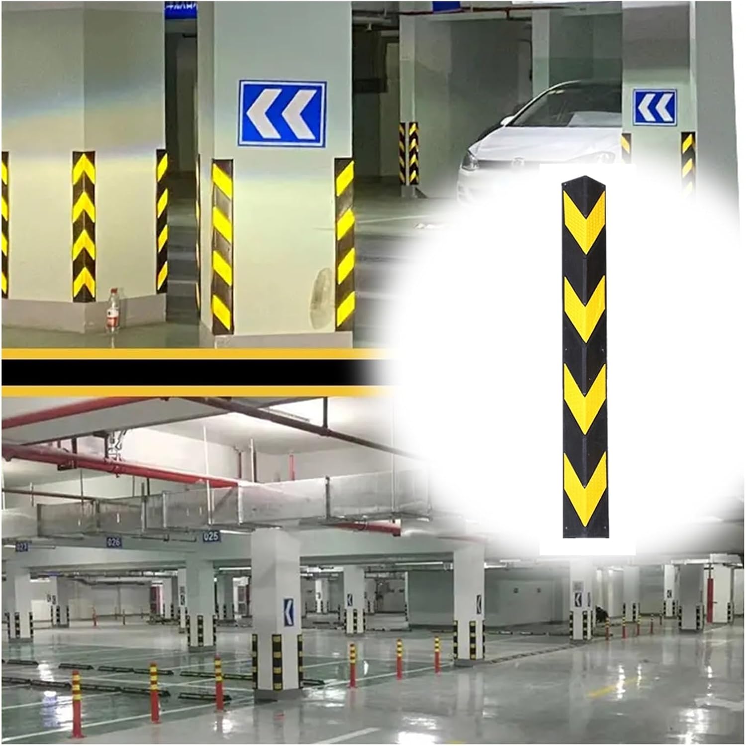 Foam Protection Edges Garage Wall Guards Edge, Car Parking Garage Wall Protector, Wall Corner Anti-Collision Guardrail, Guards Bumpers Pole (Black+Yellow 1pcs150cm)(20pcs150cm)