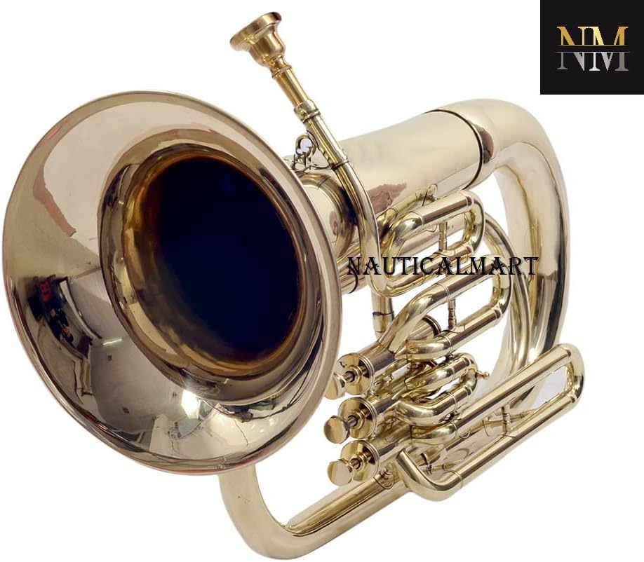 Brass Bb Flat Musical Instrument Euphonium 3 Valve With Free Hard Case Mouthpiece (Brass)