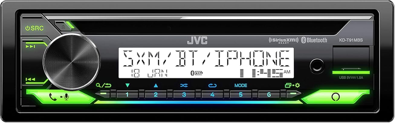 JVC KD-T91MBS Car & Marine Receiver with CD Bluetooth, USB, SiriusXM Ready, Amazon Alexa, Conformal Coated PCB (Renewed)