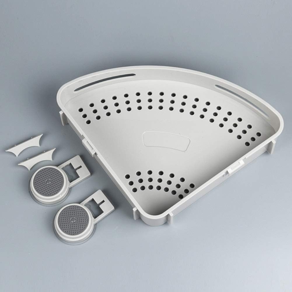 Pot and Pan Organizer Corner Wall Mount Bathroom Shelf Storage Holder Shelves Bathroom Shower Kitchen Storage Rack Organizer Bathroom Accessories (Color : White) (Light Grey)