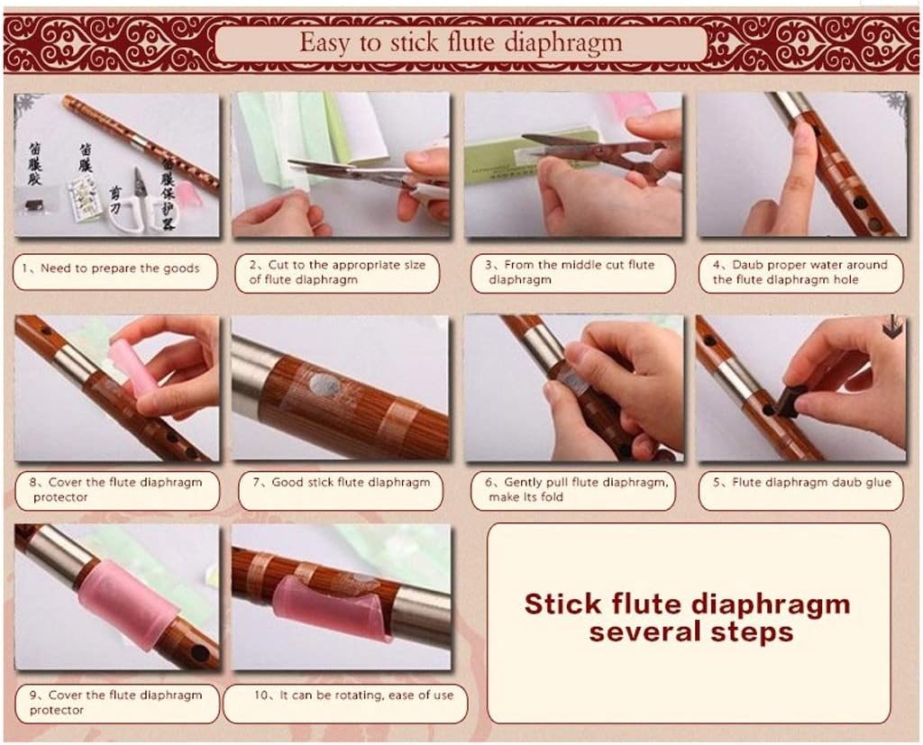 Flute C Key Black Bamboo Flute and Transparent Line Chinese Traditional Musical Instrument Handmade Wood Wind Instrument C Flute Musical Instrument