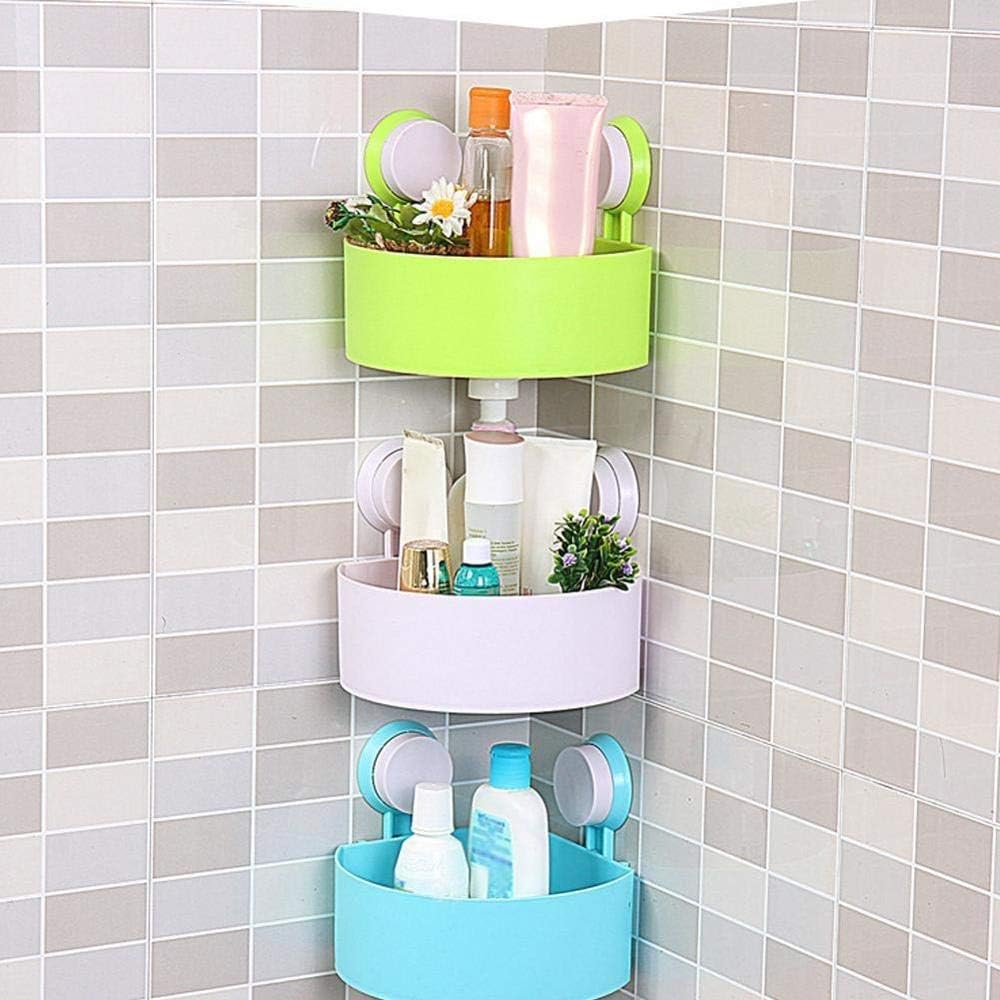 Bathroom Corner Storage Rack Organizer Shower Wall Suction Home with Shelves Corner Shelf Bathroom Cup Kitchen(Color:B)