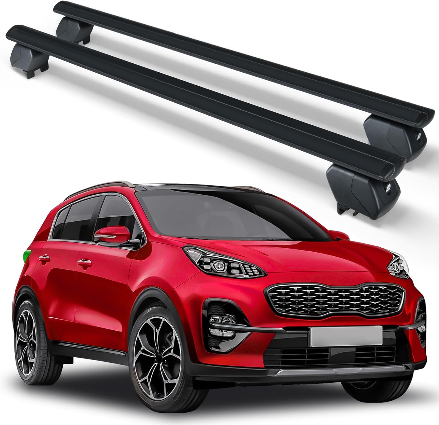 Heavy Duty 300 LBS Roof Rack Cross Bars Compatible with 2016-2024 Kia Sportage with Side Rails, Adjustable & Lockable Crossbars Cargo Carrier Rooftop Luggage Cars Suvs