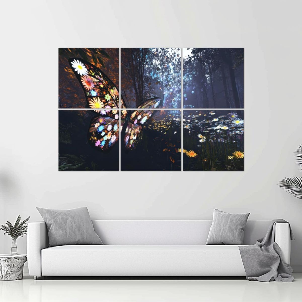 6 Pack Art Acoustic Panels Colorful Abstract Butterfly Art Print Soundproof Wall Panels, 48