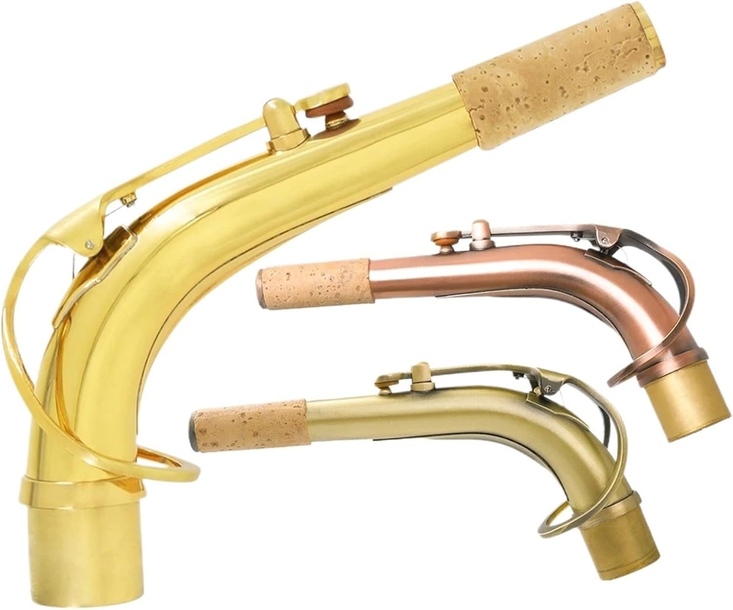 Saxe Curved Neck Alto Saxophone Bend Neck Brass Material Sax Woodwind Instrument Accessory 24.5mm(Gold)