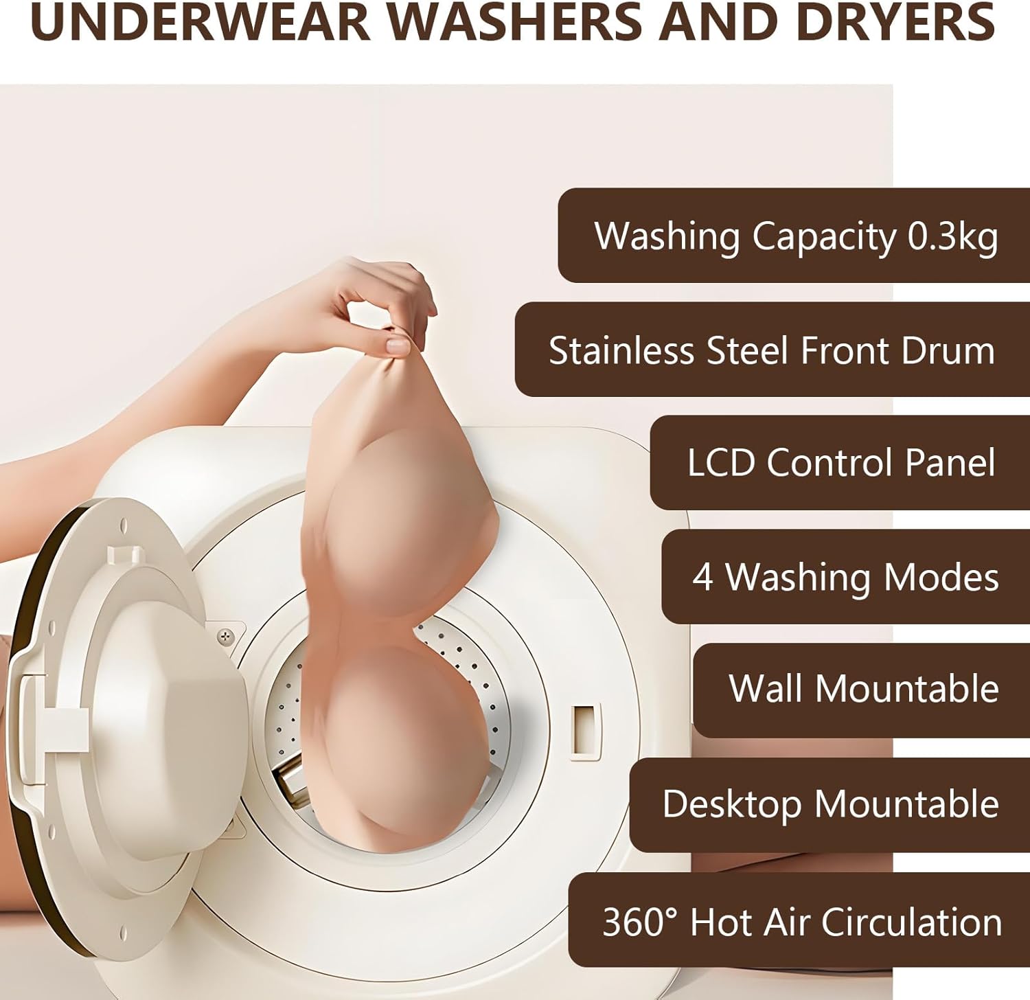 BANGBANGJI 2 in 1 Mini Portable Washer and Dryer Combo, 3.5L Wall Mounted Fully Automatic Front Drum Washing Machine, Front Drum Type for Small Clothes, Underwear, and Socks Desktop