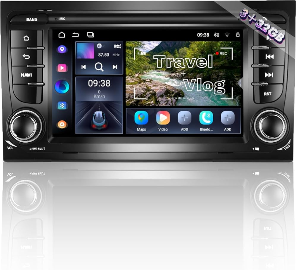 AMASE AUDIO Android 14 Car Stereo 7inch for Audi A4 S4 RS4, Wireless Carplay Android Auto, DSP+, Support GPS navi 4G WiFi Bluetooth 5.0