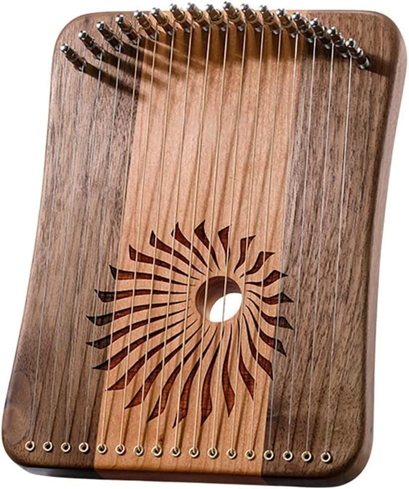 17 Strings Lyre Harp, Portable Fingerplay Lyre Harp with Tuning Wrench,Strings and Burlap Bag, Wooden Musical Instrument (Color:Black,Walnut)(Rosewood+maple)