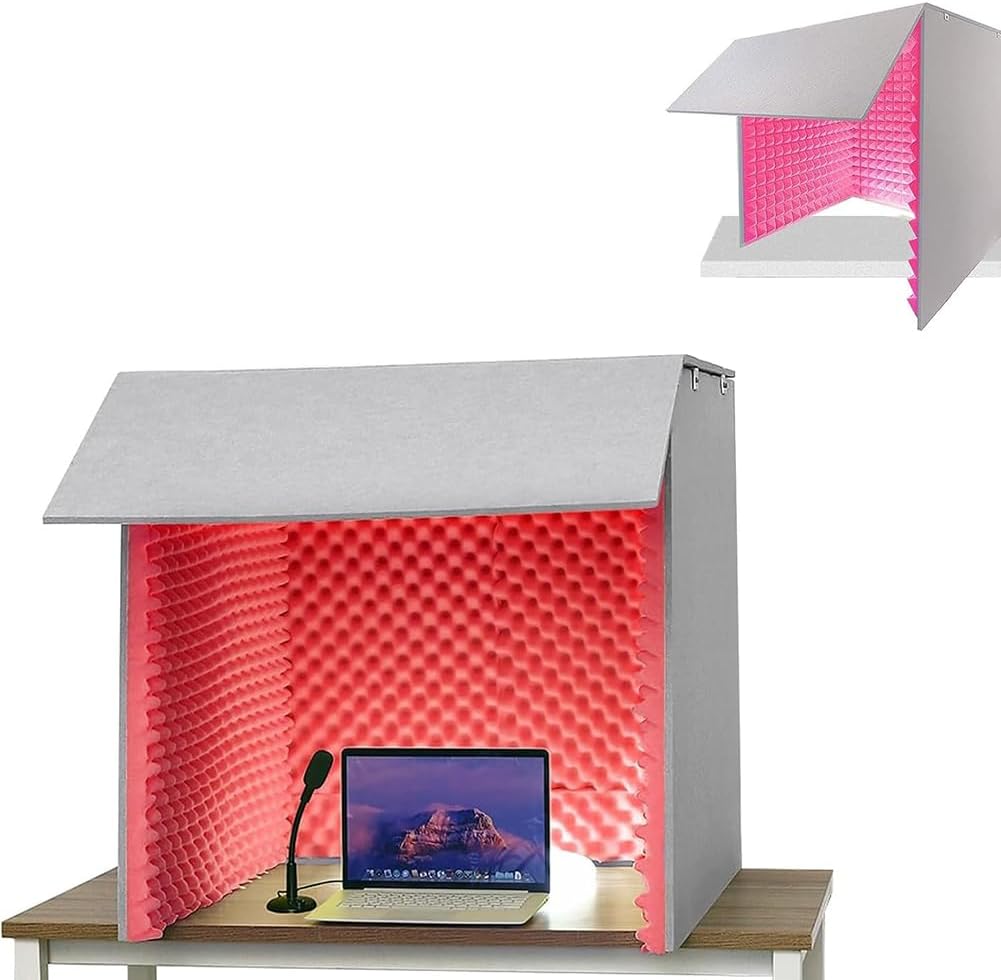 Portable Vocal Booth, Mobile Folding Vocal Recording Cube, Household Music Recording Equipment for Rapper/Singer, Private Single Person Vocal Booth, for Broadcast/Music/Conference