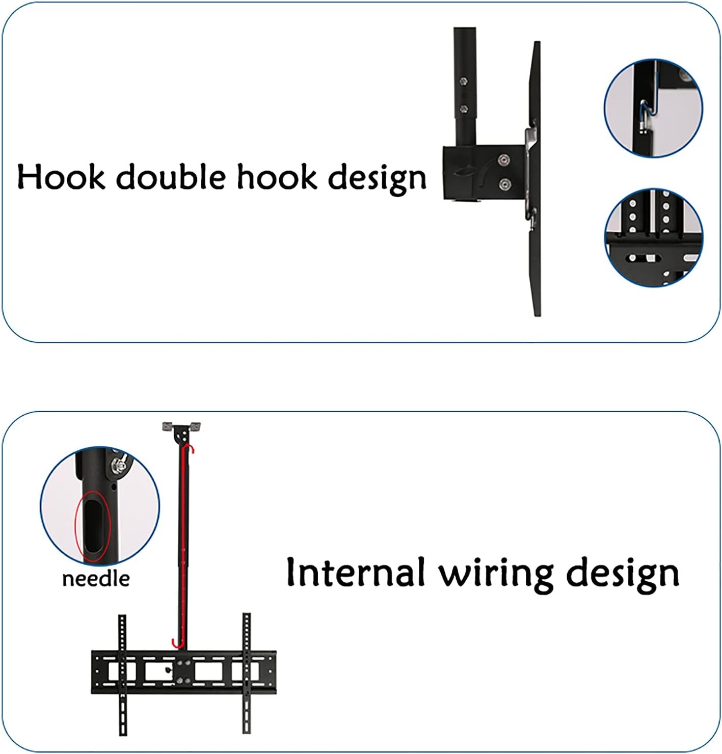TV Stand tv Wall Mount Ceiling TV Mount Bracket, Full Motion 360 Deg Rotation Tilt Swivel TV Mount, Fits 40-80inch LED Screen Display, Can 90° Flip Down (Size : 0.65-1.55