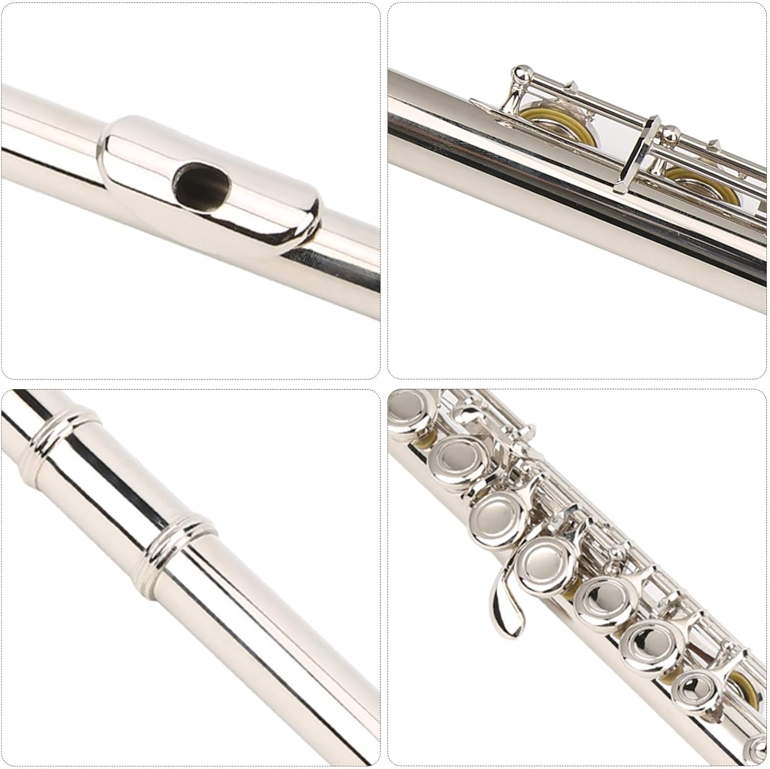16 Hole C Flute, Closed Hole C Flute With Case, Brass Flute Key Resonance Musical Instrument for Training