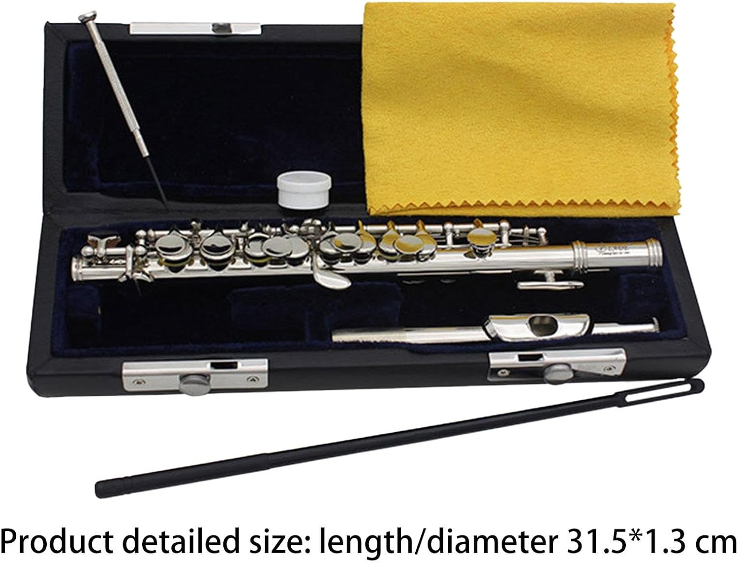 C Key Piccolo, Lightweight Easy to Play Wind Instrument, 16 Hole Flute for Stage Performance Practice, Classroom, Beginner, Silver