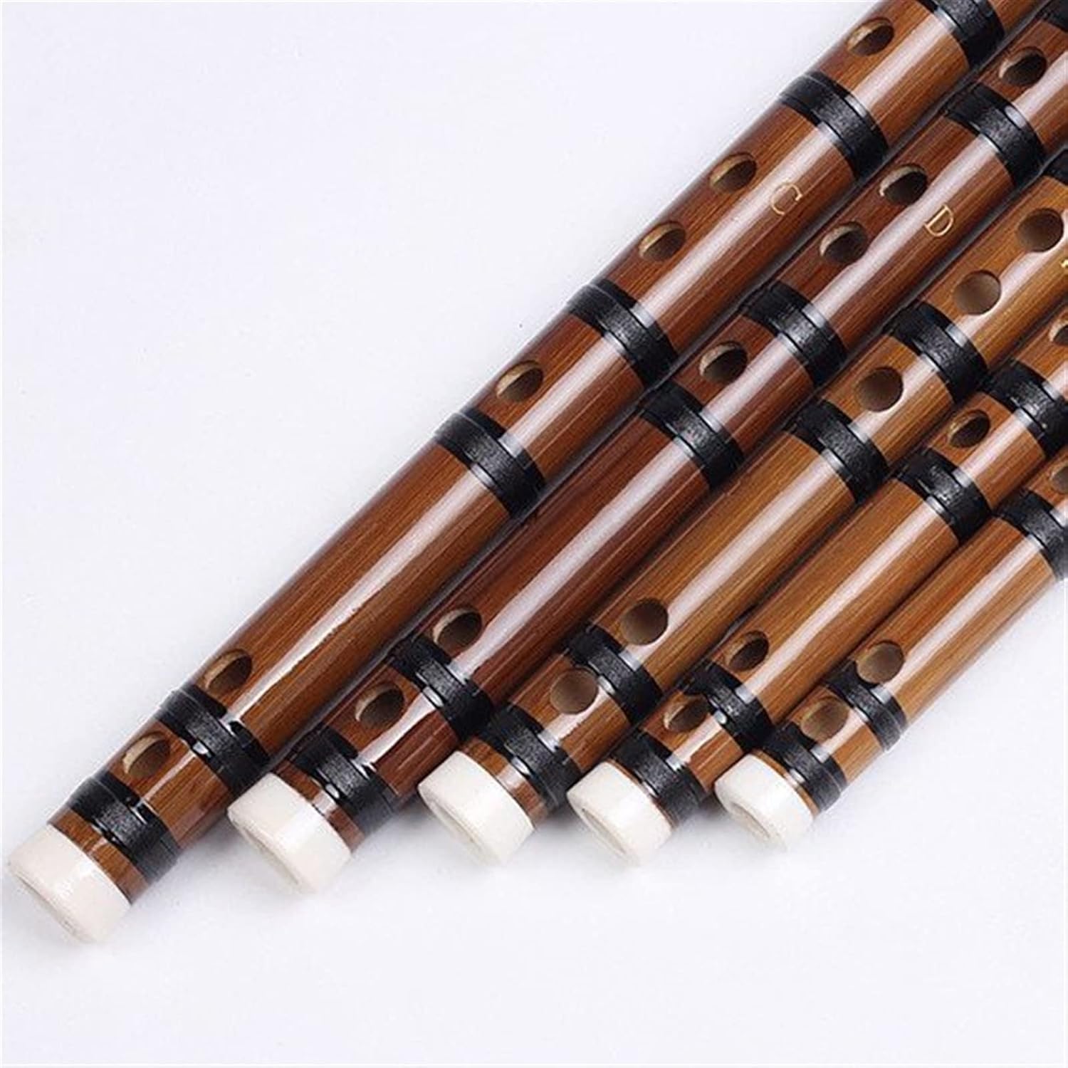 Chinese Bamboo Flute Brass Joints Key of C/D/E/F/G Woodwind Musical Instruments Dizi with Accessories (Color : C)